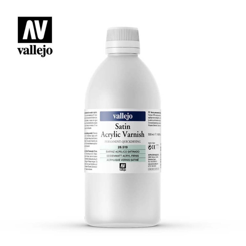 BARNIZ ACRILICO SATINADO PERMANENTE 500 ML VALLEJO