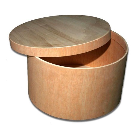 Caja redonda de contrachapado
