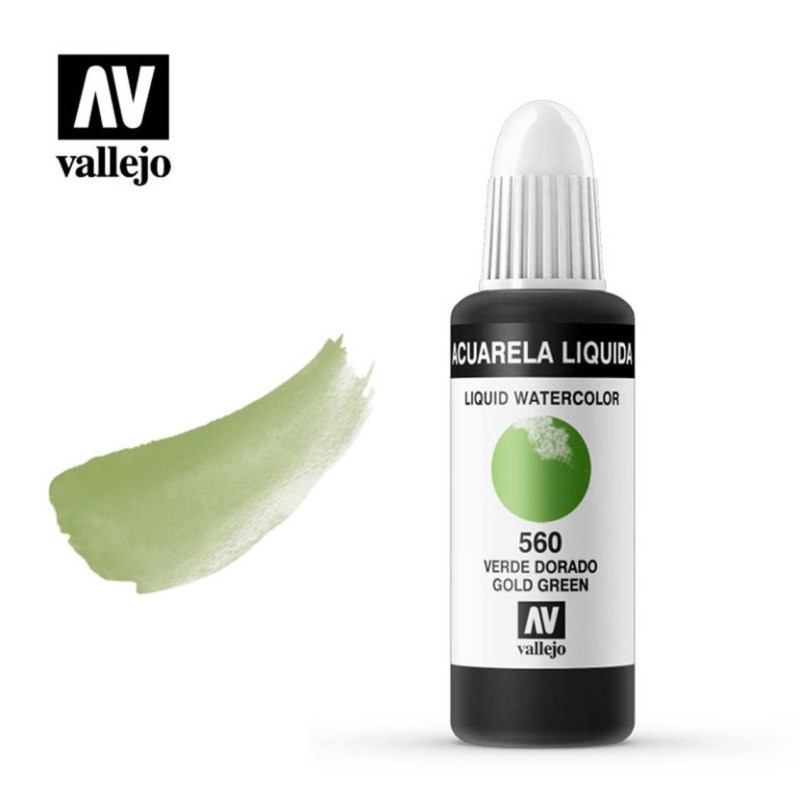 ACUARELA LIQUIDA VERDE DORADO VALLEJO 32 ML