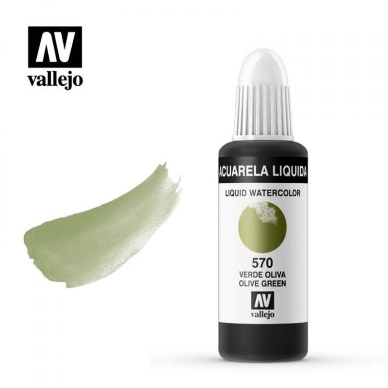 ACUARELA LIQUIDA VERDE OLIVA VALLEJO 32 ML