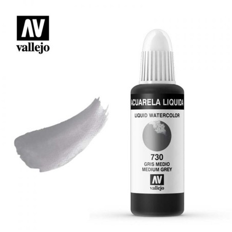 ACUARELA LIQUIDA GRIS MEDIO VALLEJO 32 ML