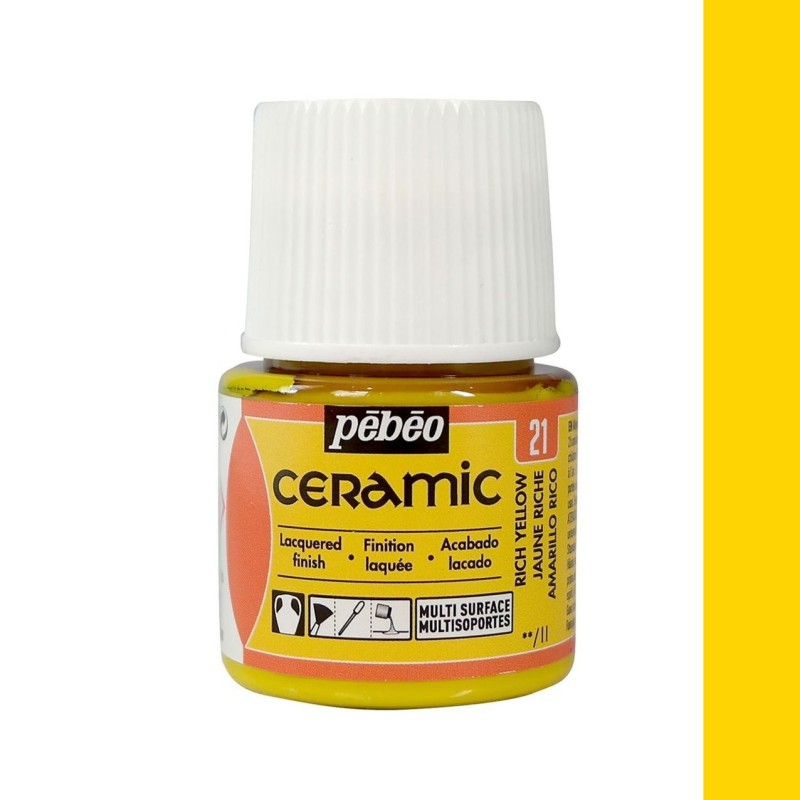 PINTURA CERAMIC PEBEO AMARILLO RICO 45 ML