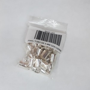 10 Ud FINAL DE TUBO 5 mm CON CIERRE PLATA DE LEY