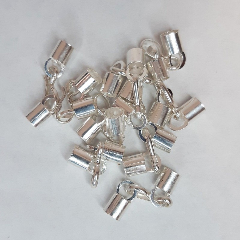 10 Ud FINAL DE TUBO 4 mm CON CIERRE PLATA DE LEY