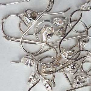 2 uds PENDIENTE PLATA DE LEY PARA PIEDRA PEQUEÑA