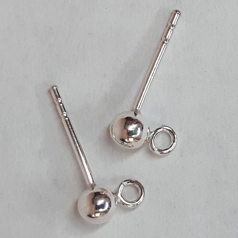 10 uds PENDIENTE BOLA CON ANILLA PLATA DE LEY