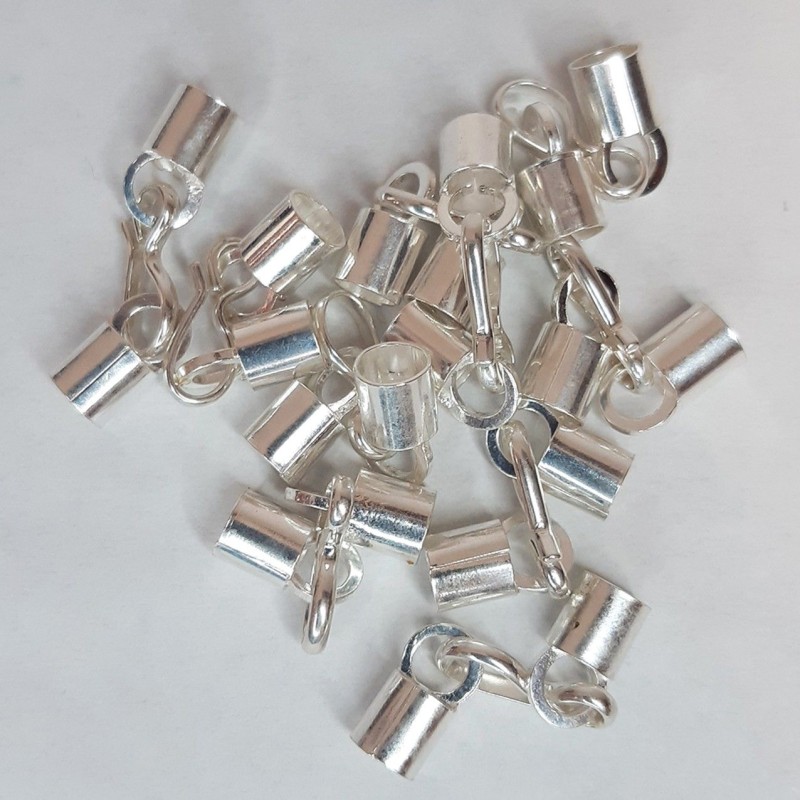 10 Ud FINAL DE TUBO 5 mm CON CIERRE PLATA DE LEY