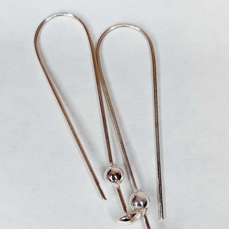 2 uds PENDIENTE LARGO BOLA PLATA DE LEY