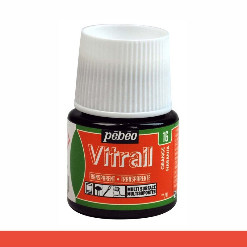 PINTURA CRISTAL VITRAIL NARANJA PEBEO 45 ML