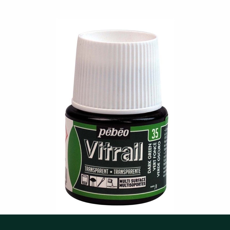 PINTURA CRISTAL VITRAIL VERDE OSCURO PEBEO 45 ML