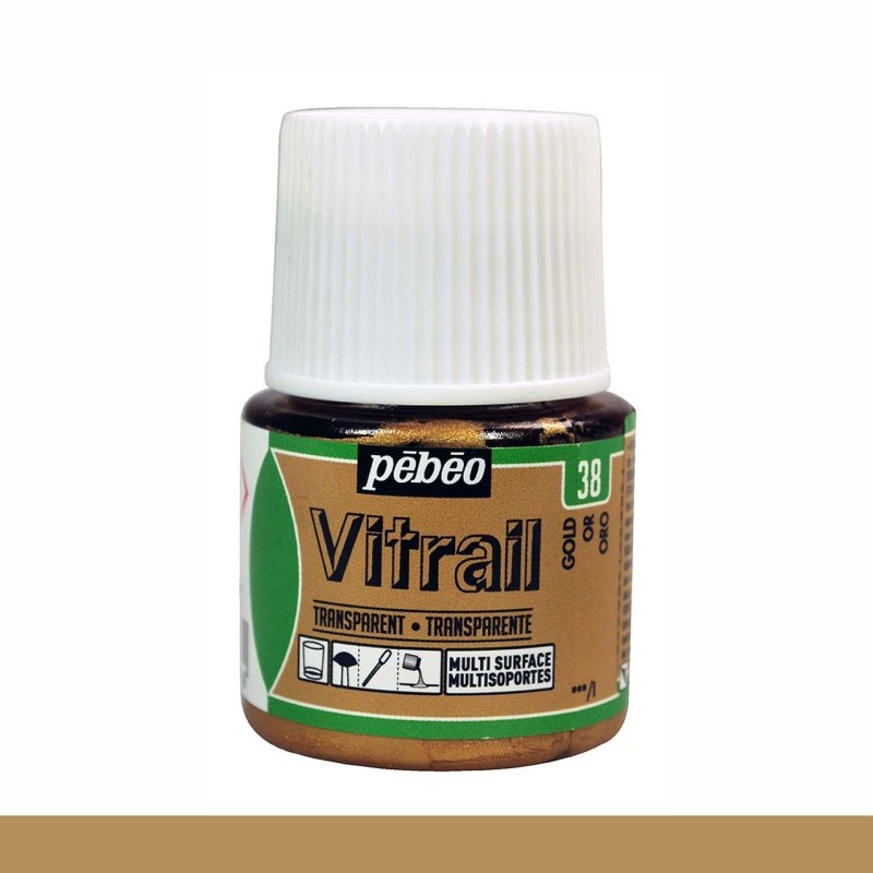 PINTURA CRISTAL VITRAIL ORO PEBEO 45 ML