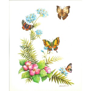 10 LAMINAS FLORES PÁJAROS Y MARIPOSAS