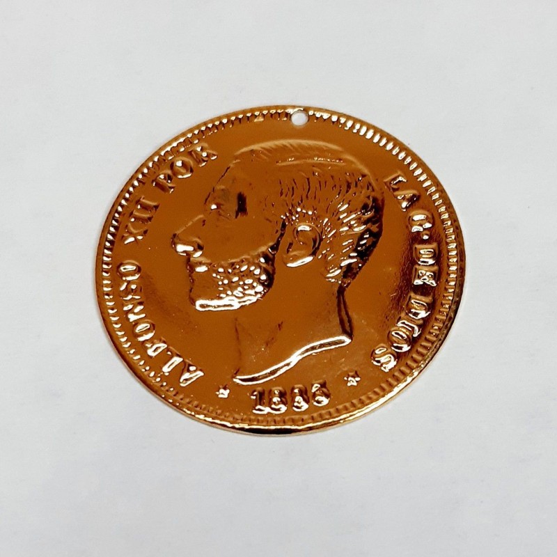 COLGANTE MONEDA DORADA GRANDE B (10 UNIDADES)