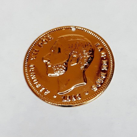 COLGANTE MONEDA DORADA GRANDE B (10 UNIDADES)