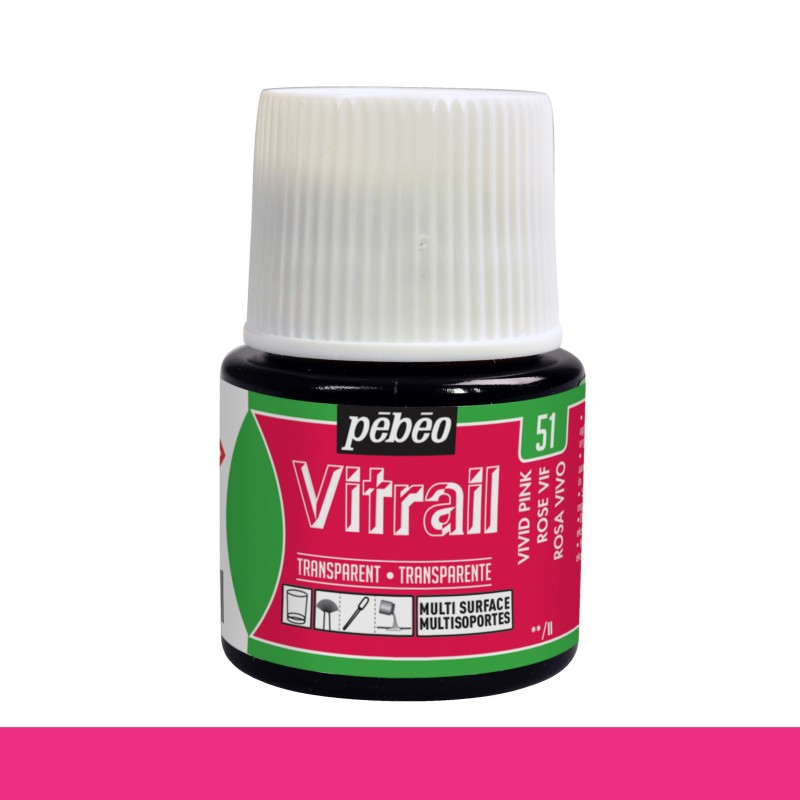 Pintura para vidrio Vitrail PEBEO Rosa vivo 45 ml |TOPAZ