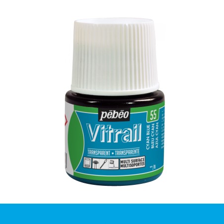 Pintura para vidrio Vitrail PEBEO Azul cian 45 ml |TOPAZ