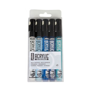 Set 5 rotuladores acrylic marker de Pebeo tonos azules | TOPAZ