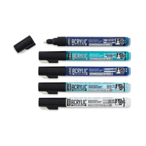 Set 5 rotuladores acrylic marker de Pebeo tonos azules | TOPAZ