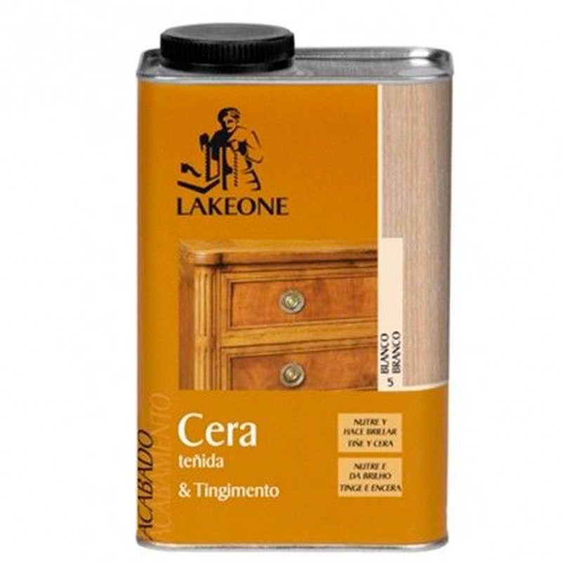 CERA TEÑIDA Y TINGIMENTO 1 LITRO BLANCO LAKEONE