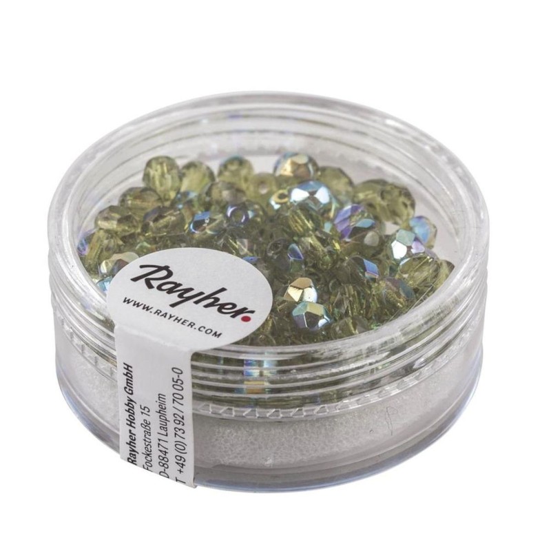 Piedra facetada 6 mm color verde oliva para bisutería | TOPAZ