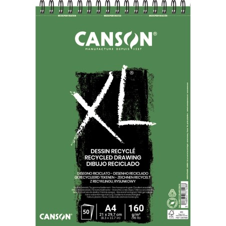 Cuaderno de dibujo A4 CANSON XL de papel reciclado blanco