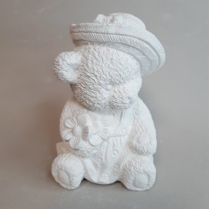 Figura infantil de escayola osita con flores