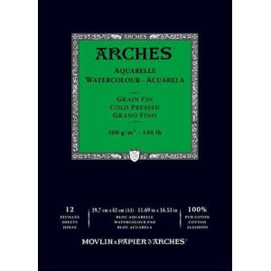 Papel Arches para acuarela encolado solamente arriba