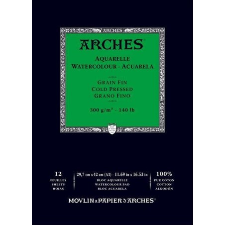 Papel Arches para acuarela encolado solamente arriba