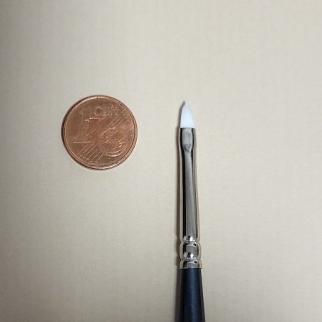 Comparación del tamaño del pincel con una moneda de un céntimo de euro