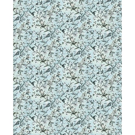 Papel decoupage con motivo florecillas fondo azul