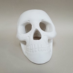 Figura de escayola calavera hueca vista lateral