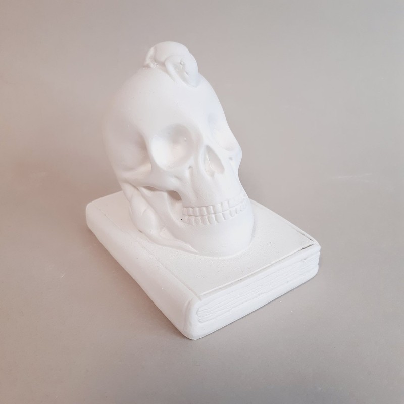 Figura de escayola calavera pequeña vista lateral