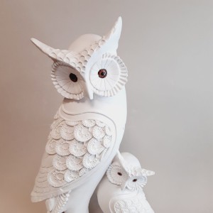 Detalle Buho con hijo tamaño 31 cm.