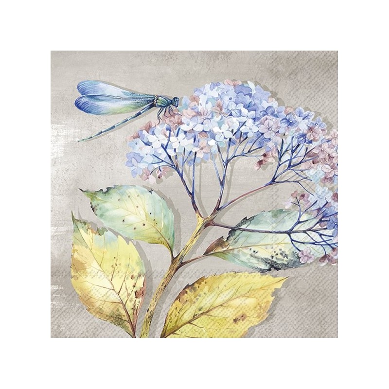 5 Servilletas decoupage flores y libélula IHR | TOPAZ