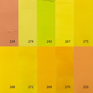 Paleta de la gama de amarillos de la Pintura acrílica Amsterdam