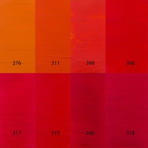 Pintura acrilica Amsterdam - paleta de naranjas y rojos