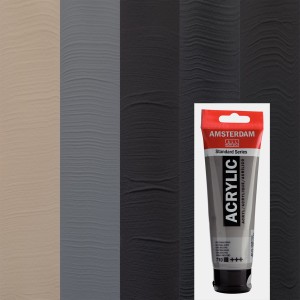 Pintura acrílica Amsterdam - gama de colores grises y negros