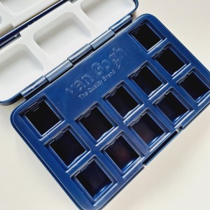 Caja de acuarela con 12 pocillos para medio godets