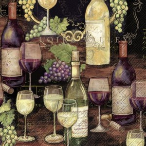 Servilletas elegantes uvas y vino