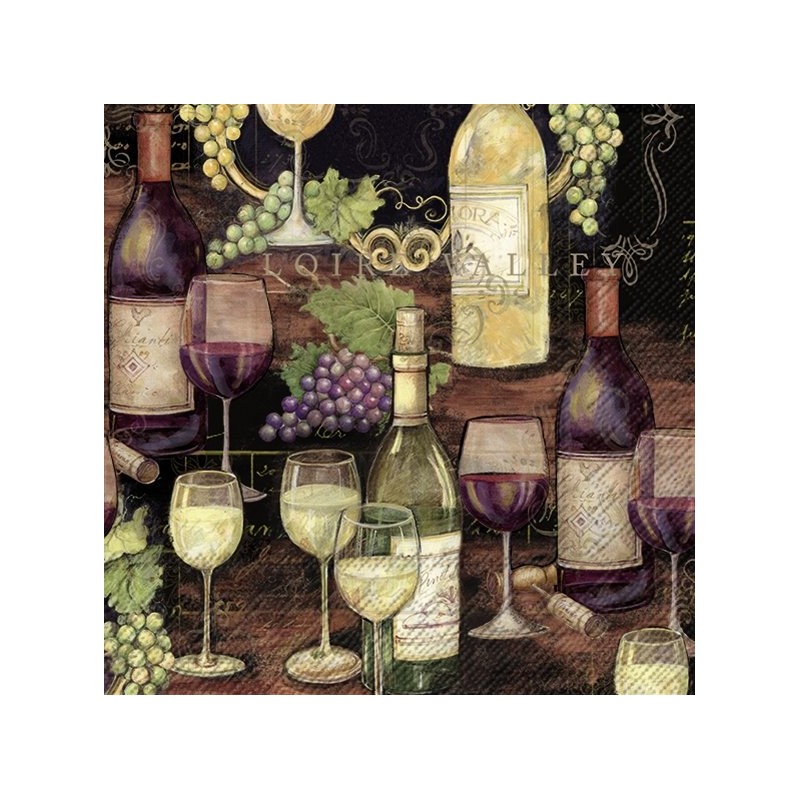 Servilletas elegantes uvas y vino