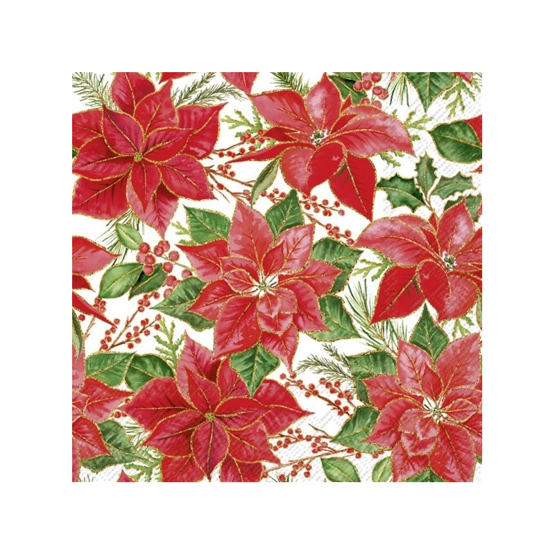 5 Servilletas elegantes para decoupage Flor de Pascua IHRL | TOPAZ