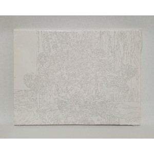 Pintar con números - Pájaros en rama - lienzo con recintos numerados