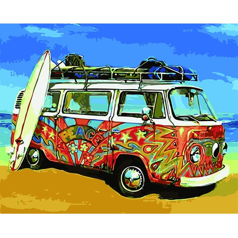 Pintar por numeros - Furgo Hippy surf