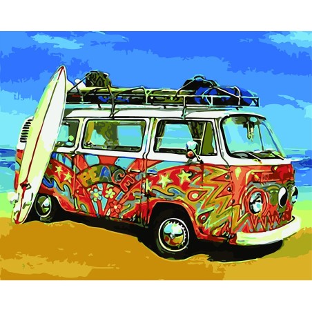 Pintar por numeros - Furgo Hippy surf