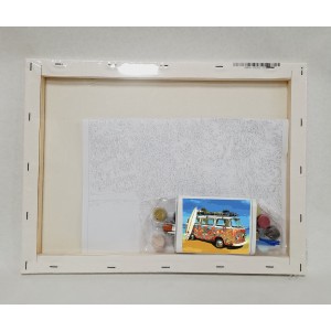 Pintar por numeros - Furgo Hippy surf - detalle contenido