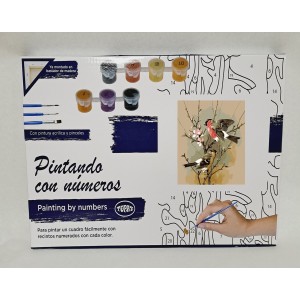 Pintar con números - Pájaros en rama
