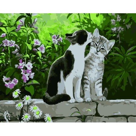 Pintar por números - Gatos en muro