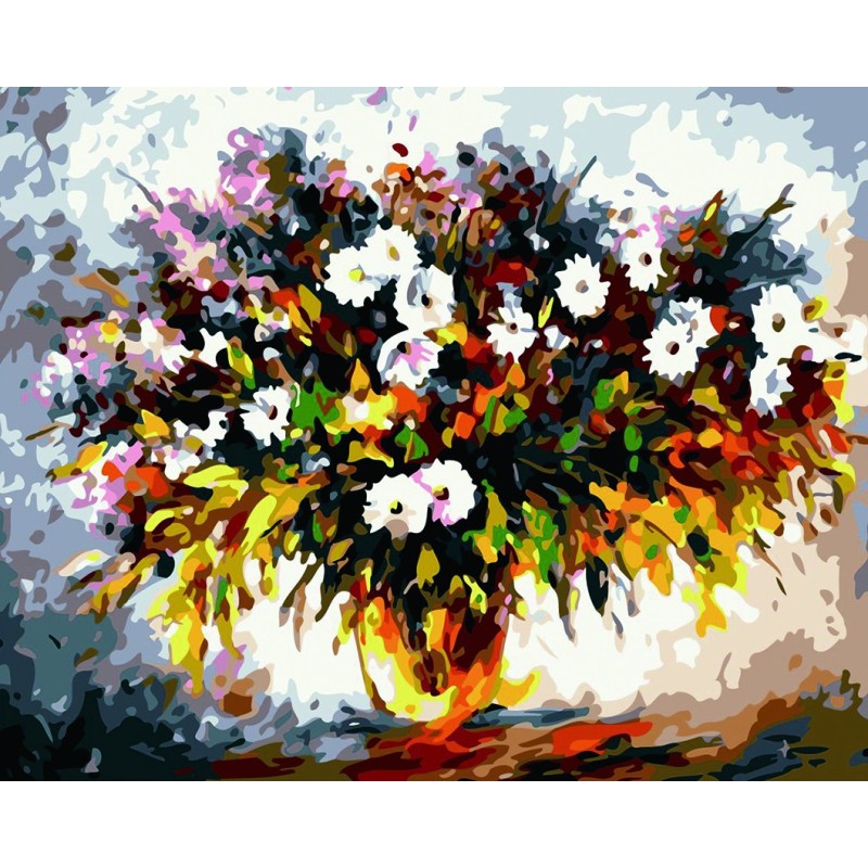 Pintando con números - Jarrón con flores