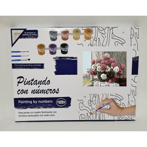 Pintando con números - Flores en la ventana