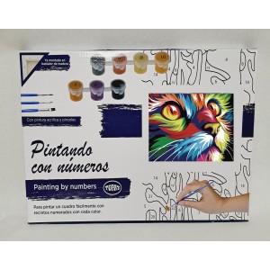 Colorear números - Gato de arte pop